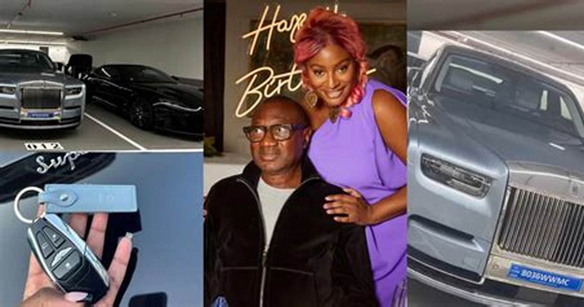 Dj Cuppy Shows off Billionaire Father’s Rolls Royce as She Drives Her Ferrari for the First Time- See Photos
