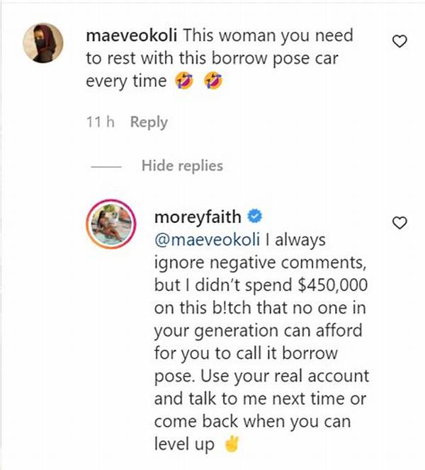 Morey Faith Replies a Troll Who Said Her Rolls Royce Is Borrowed and Not Hers as Claimed