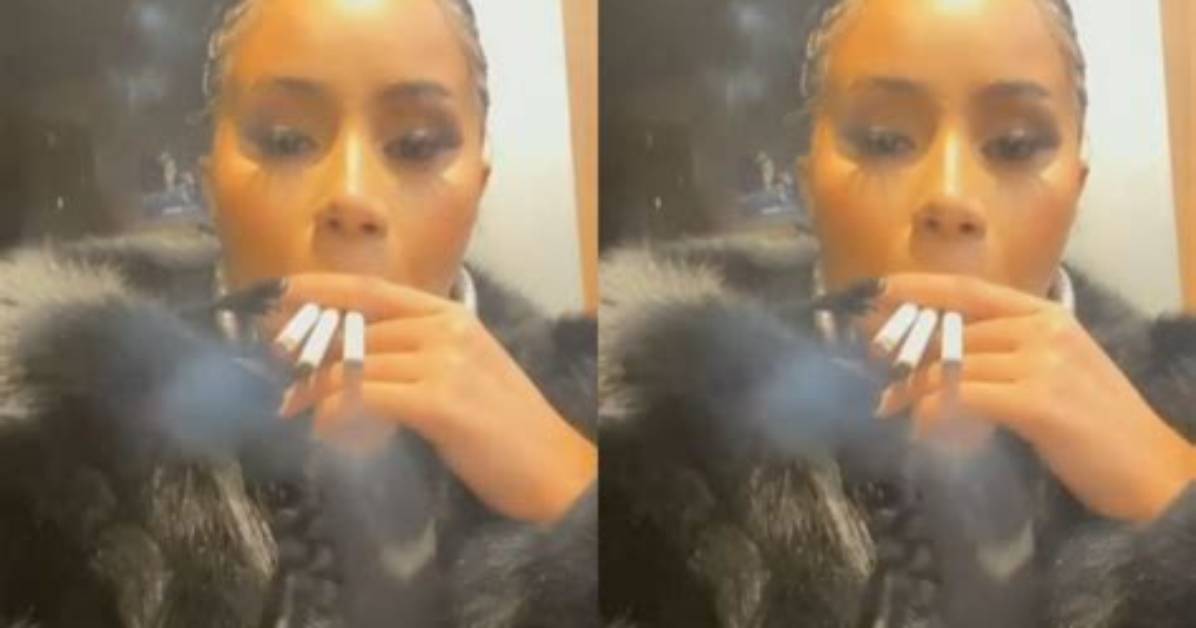Sad Cardi B Smokes Three Sticks of Cigarettes at a Go While Watching Her Favourite Candidate, Joe Biden Lose to Trump in the U. S Elections (Video)