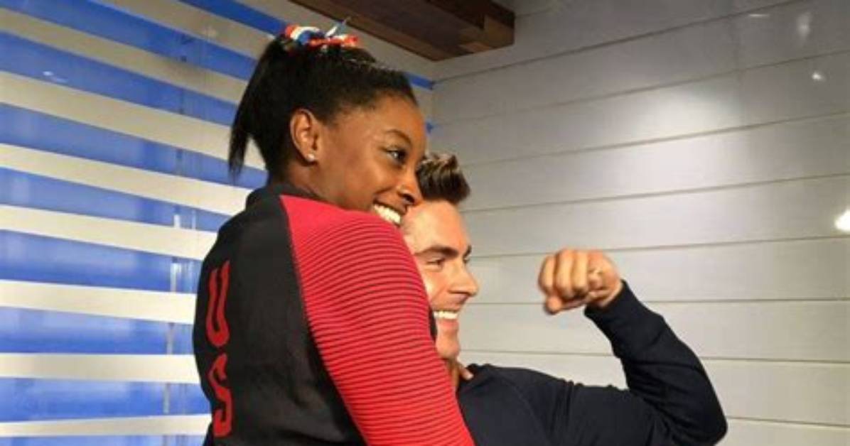 Simone Biles Gets a Kiss from Her Celeb Crush, Zac Efron!