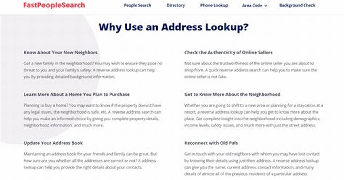 Why Address Lookup Is Advisable When Moving